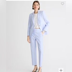 J. Crew Kate Straight-leg pant bright peri stretch linen blend 12 8